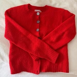 Red wool cardigan